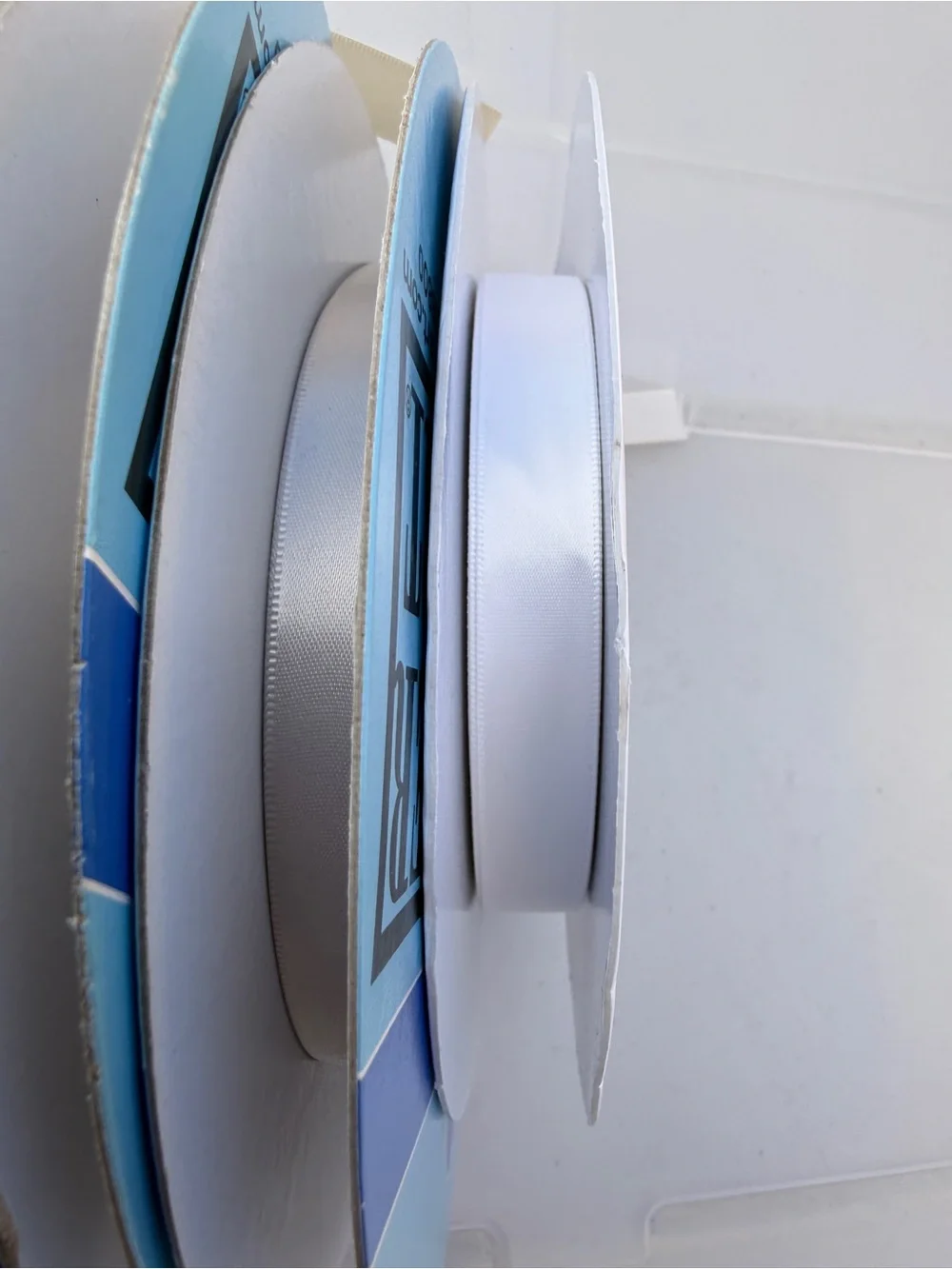 Mixed Satin Ribbon Spools - White, Cream, Blush, Gray, Silver, Gold